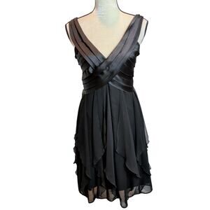 Connected Sz 6 Y2K Black Fairy Babydoll Whimsygoth Chiffon Flowy Dress Prom